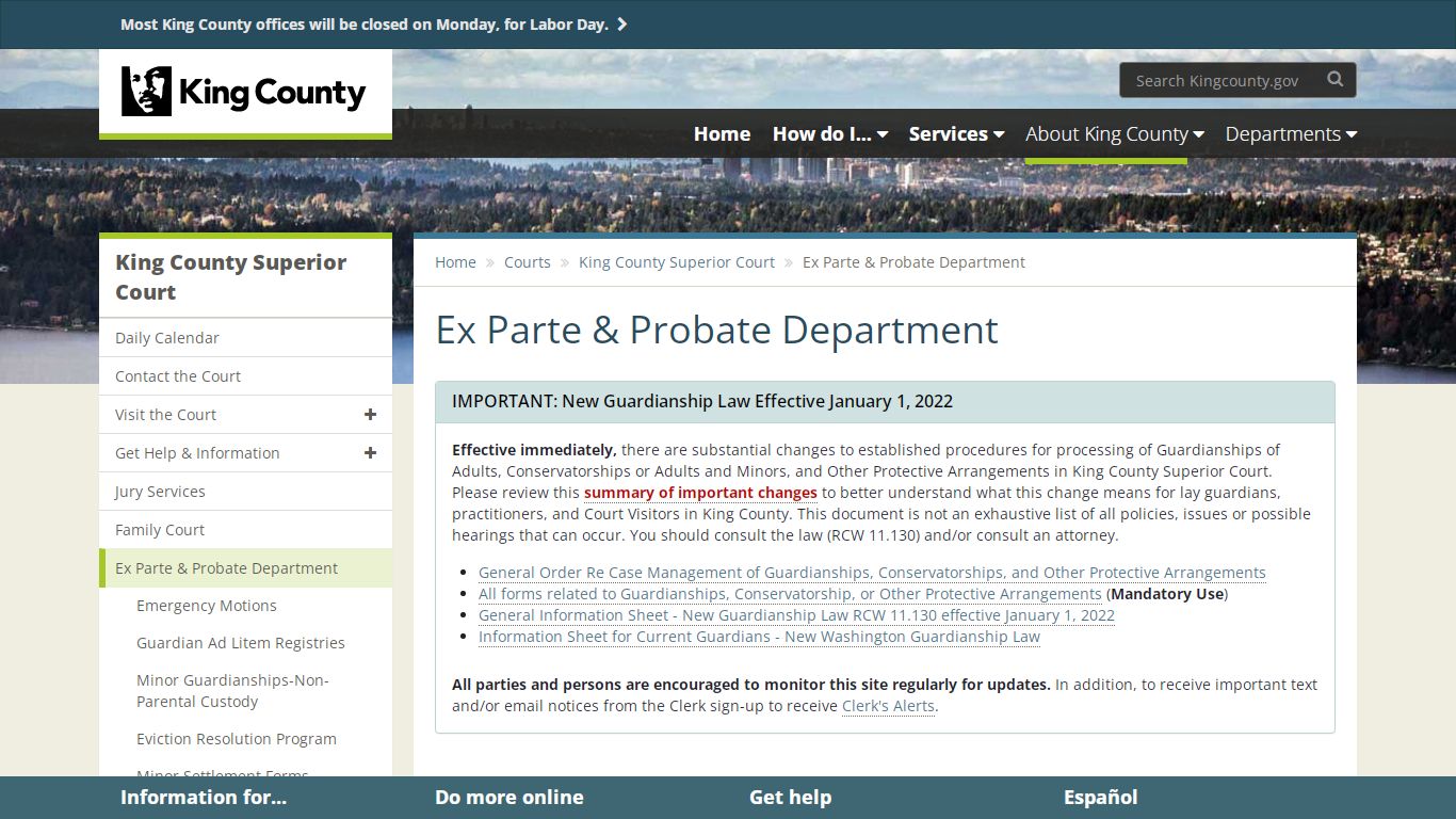 Ex Parte & Probate Department - King County